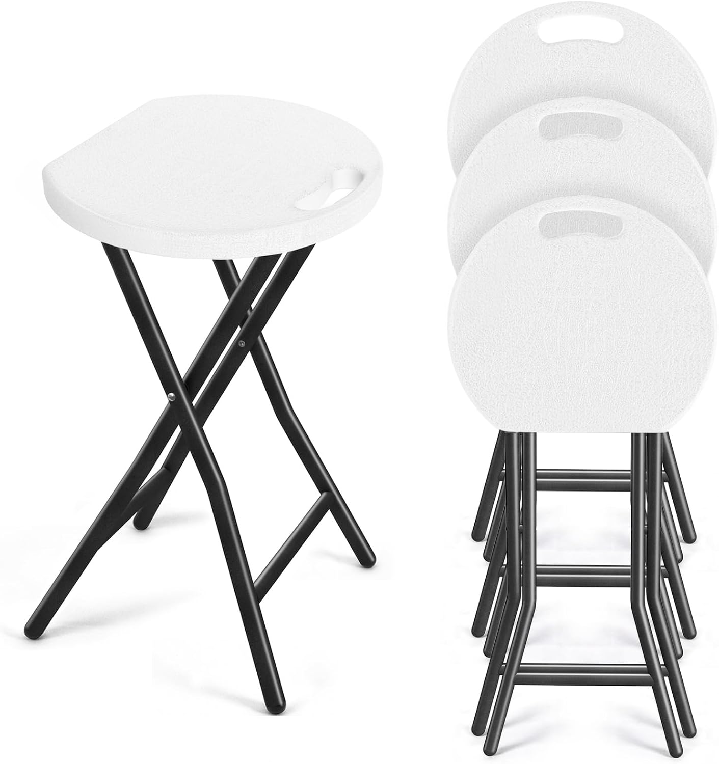 Portable Folding Chair with Handle - Heavy Duty Round Stool