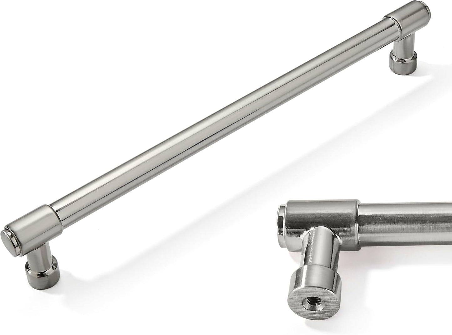 6 Pack 8 Inch Cabinet Handles in Brushed Satin Nickel Finish