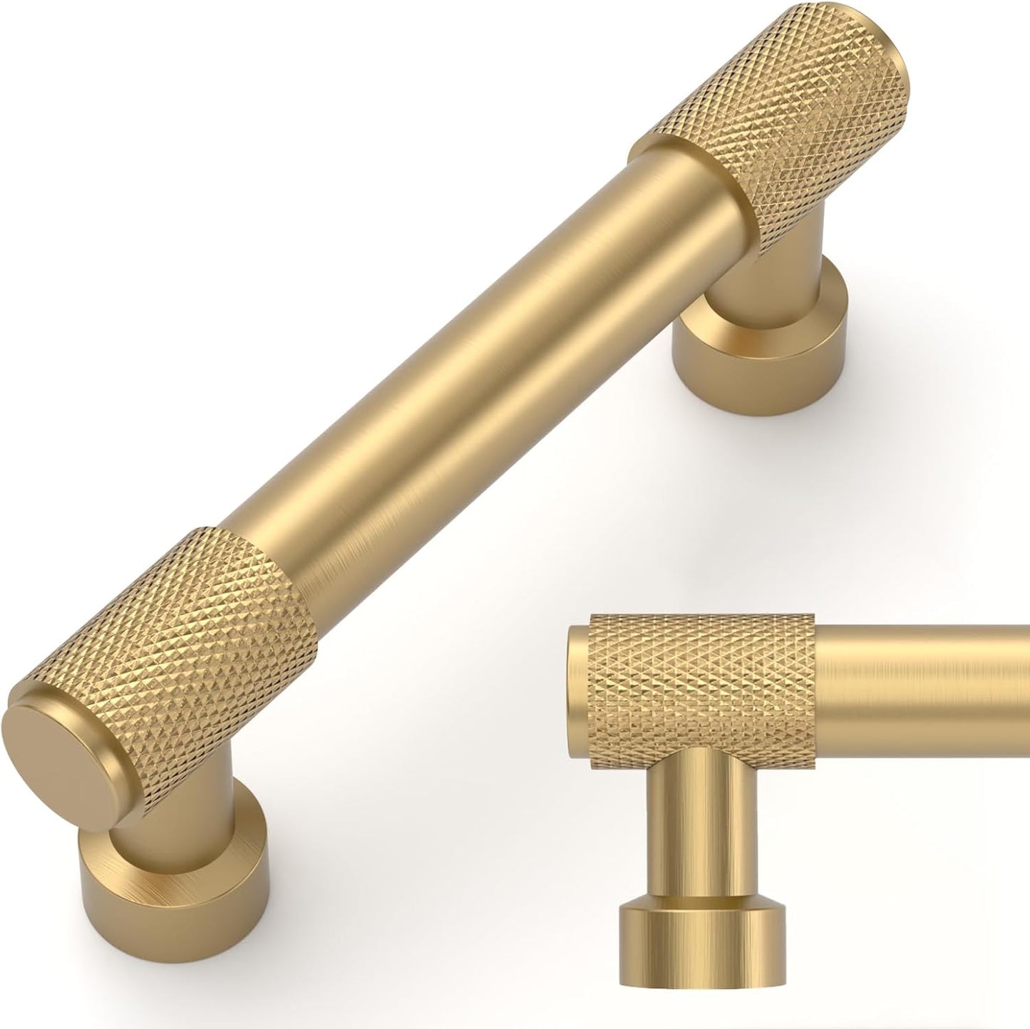 Amerdeco 10 Pack Champagne Bronze Knurled Cabinet Pulls for Kitchen