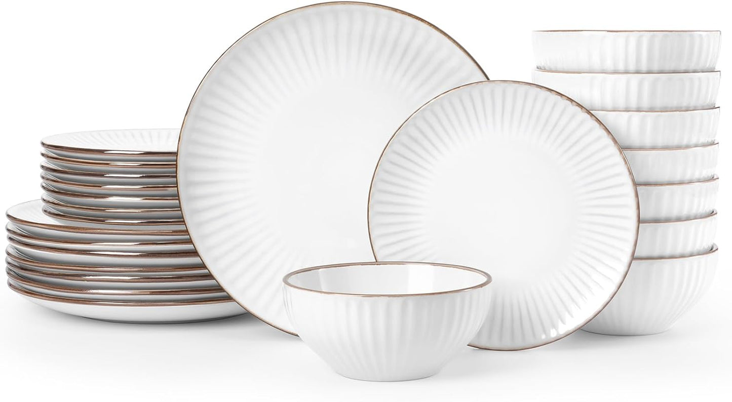 Famiware Eden Plates and Bowls Set - Elegant Dinnerware for 8