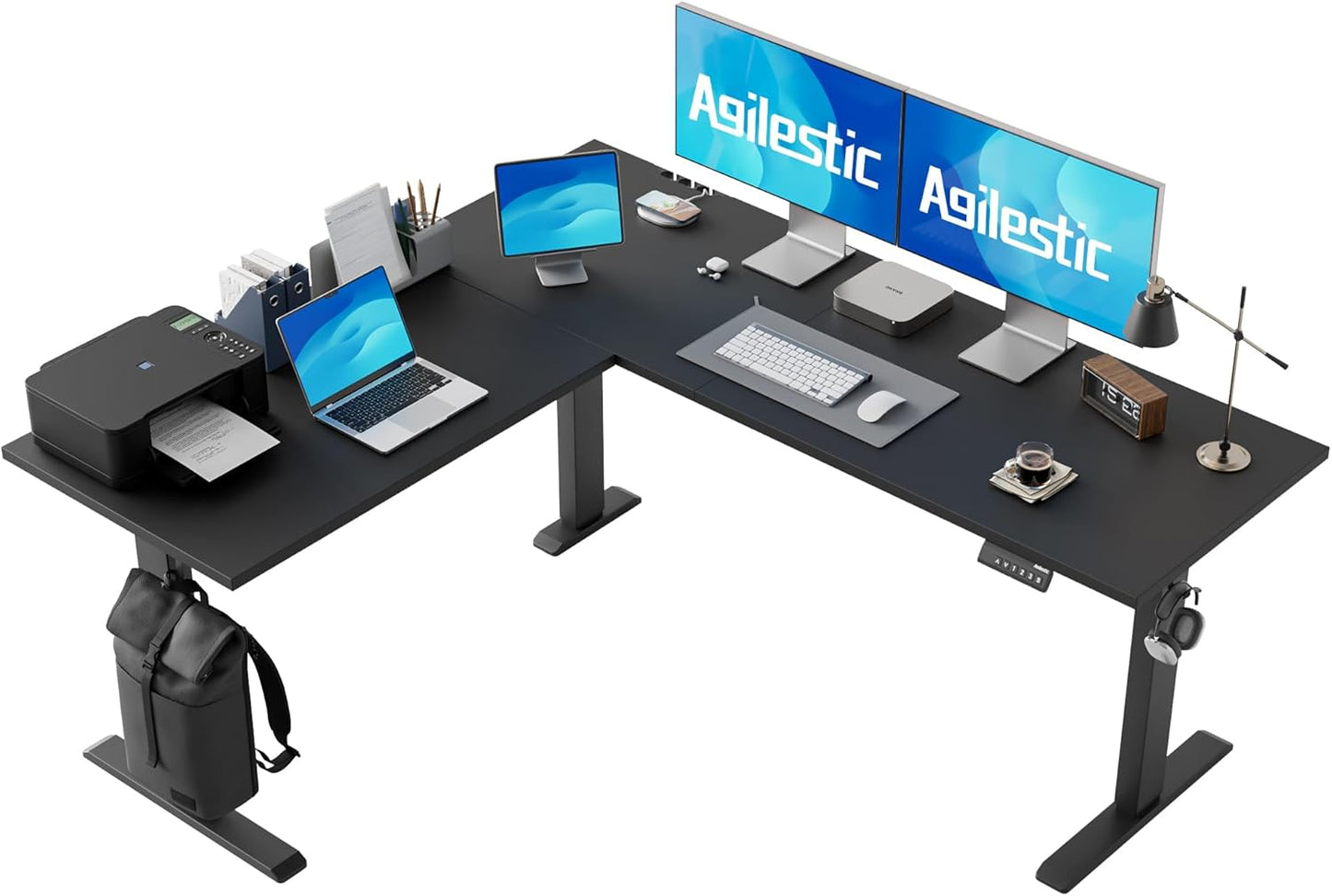 Agilestic L Shaped Standing Desk 63 x 55 Inch Adjustable Height