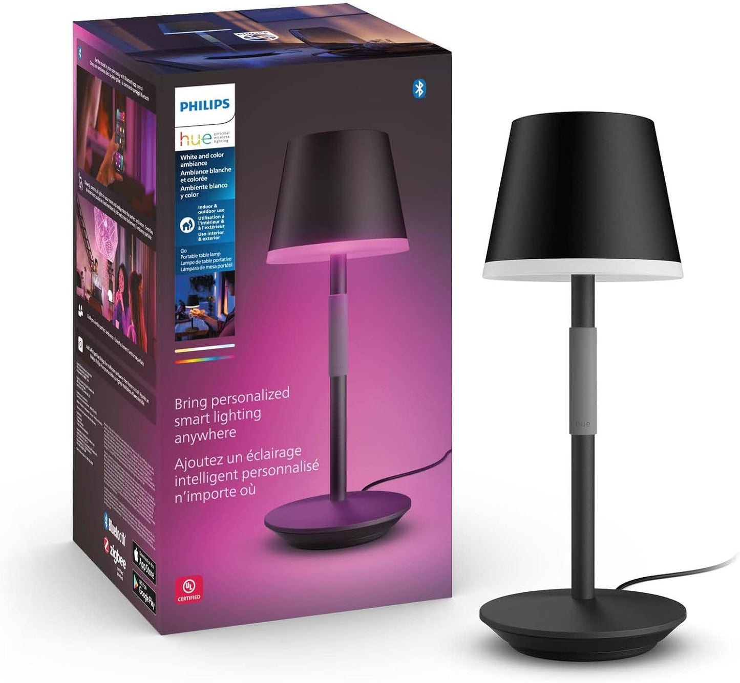 Philips Hue Go Smart Portable Table Lamp for Indoor and Outdoor Use