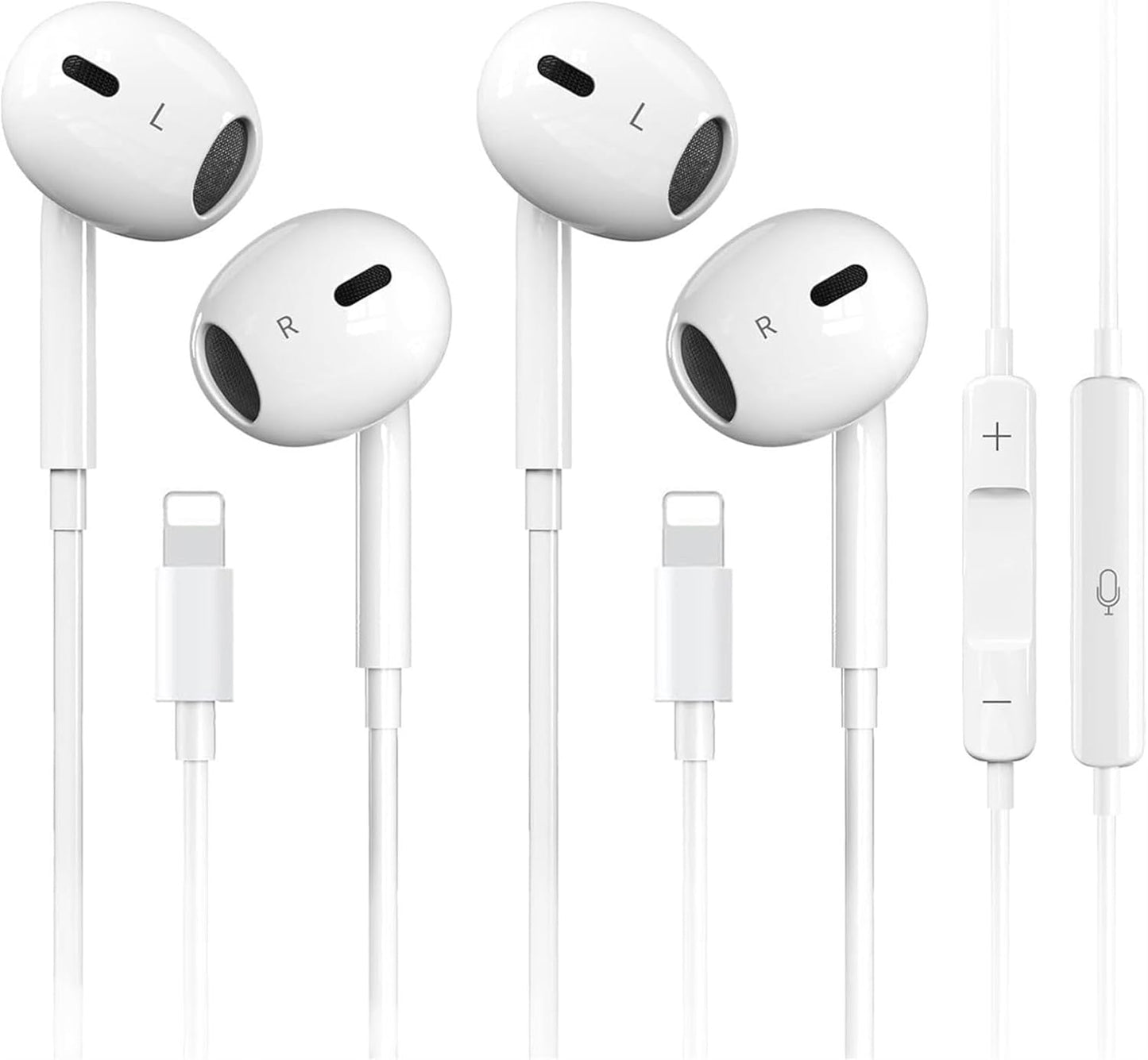 iPhone Wired Earbuds: 2 Pack Noise Reduction Mic & Volume Control