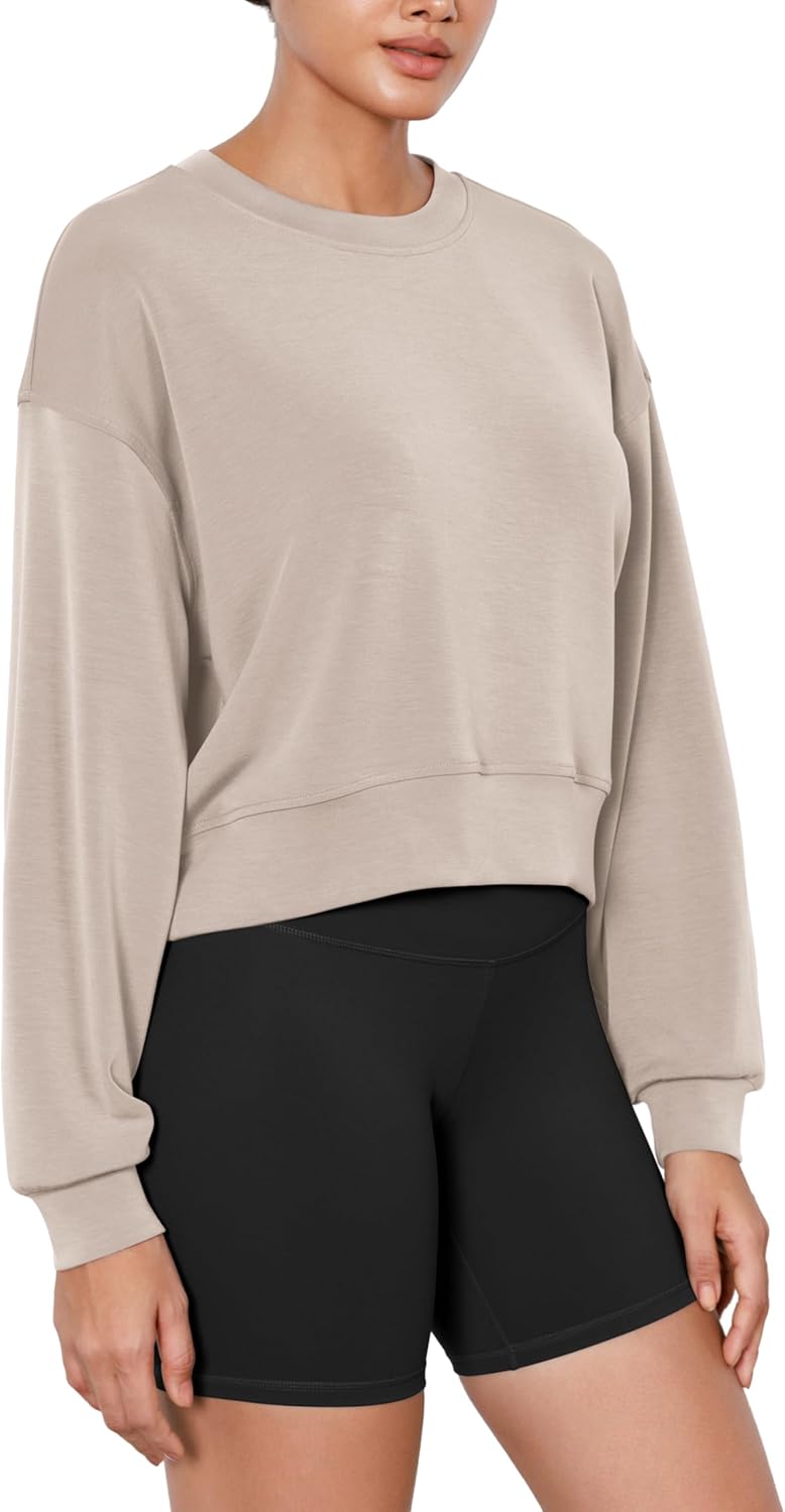 ODODOS Modal Soft Long Sleeve Cropped Sweatshirts for Women