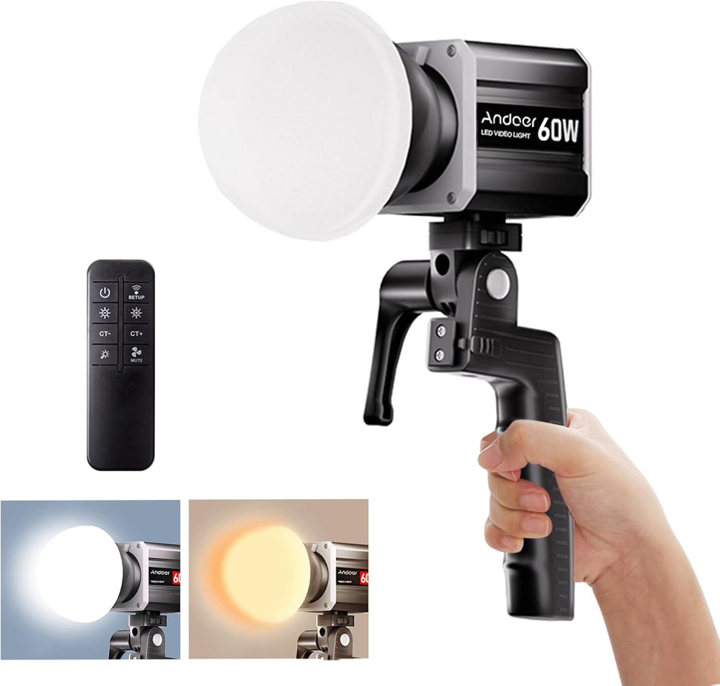 Andoer Tri-Color 60W COB Video Light for Stunning Photography