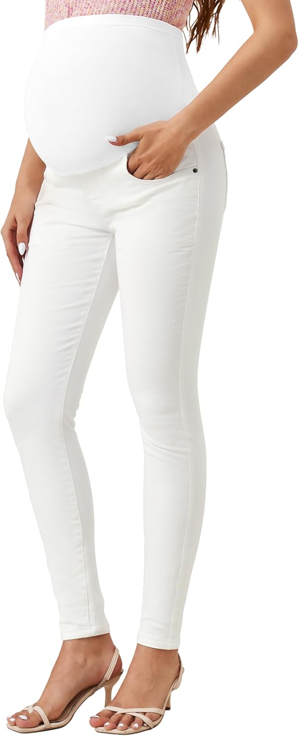 PACBREEZE Women's Maternity Jeans Over Belly Skinny Stretchy Denim