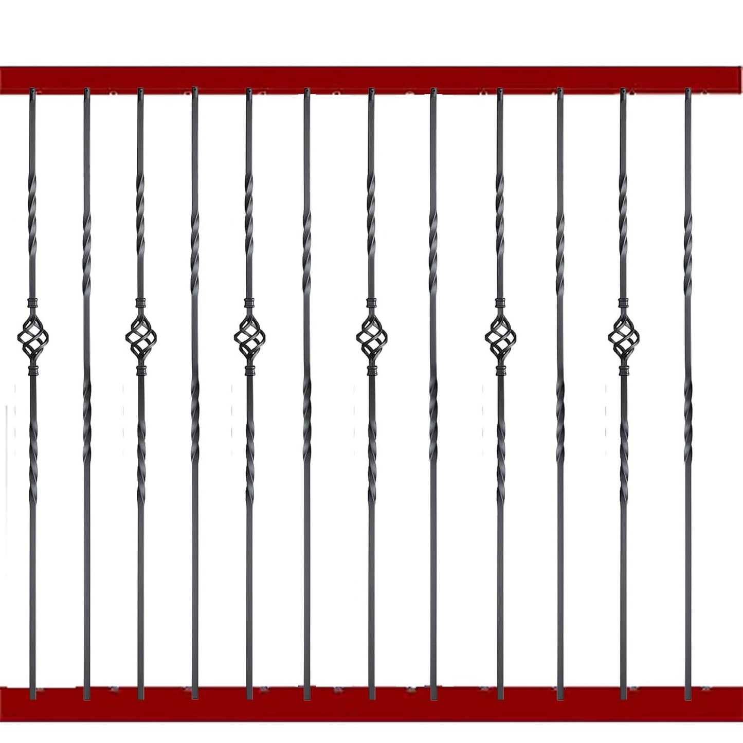 Square Wrought Iron Plain Balusters for Indoor Stairs - Pack of 12