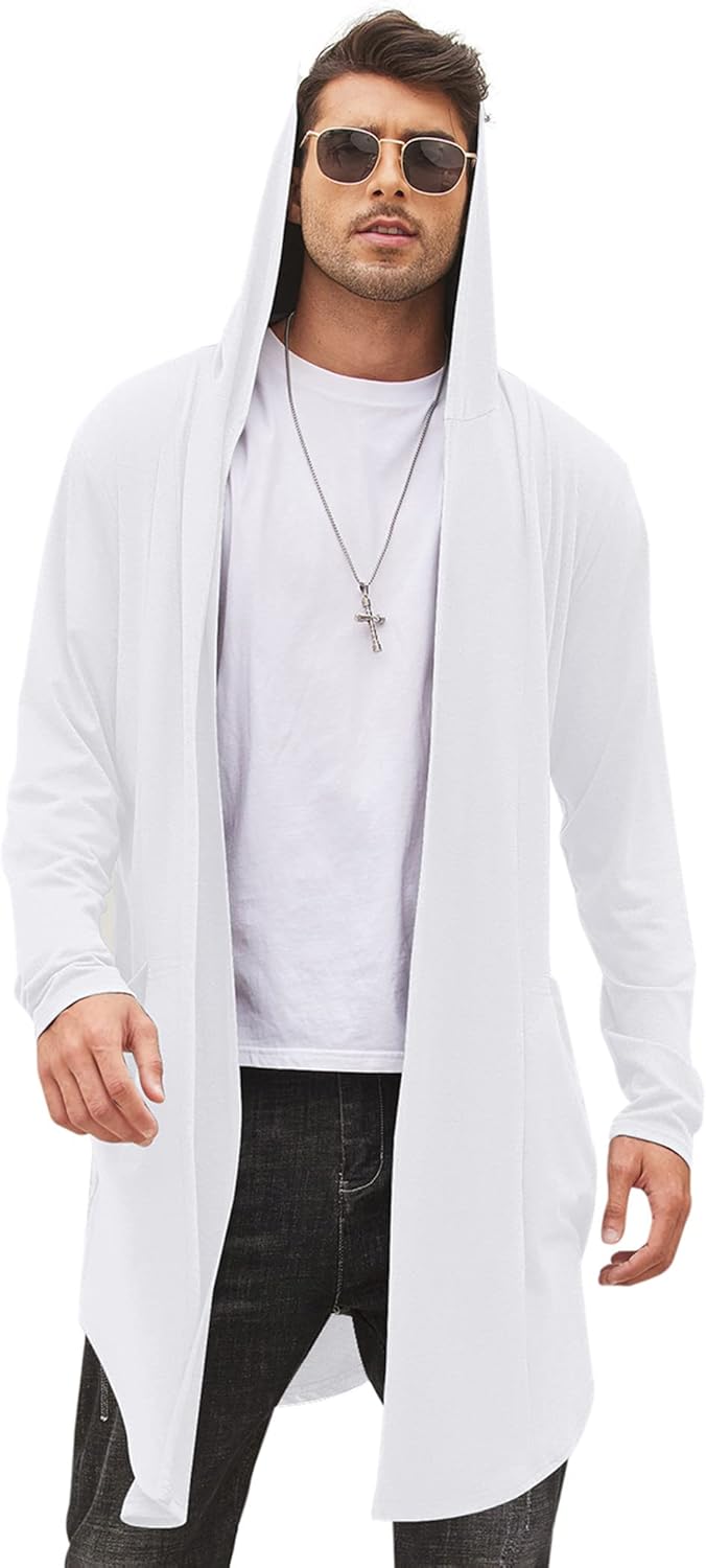 Stylish COOFANDY Men's Long Hooded Cardigan for All Seasons