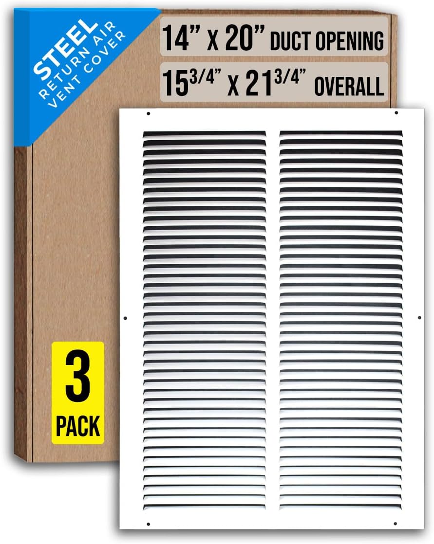 Steel Return Air Grille for 14x20 Duct Opening - 3 Pack