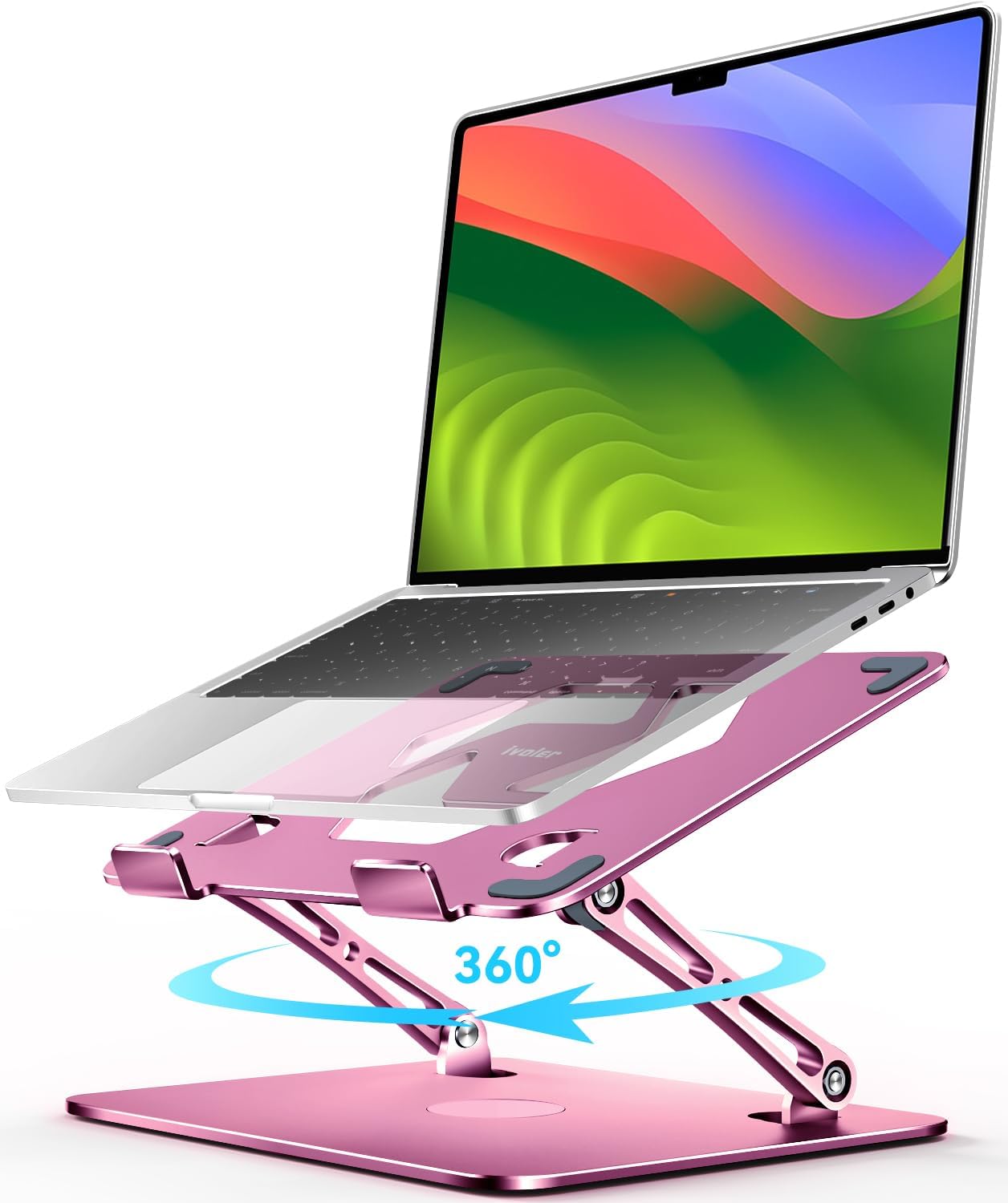 ivoler Adjustable Laptop Stand with 360 Rotating Base for Comfort