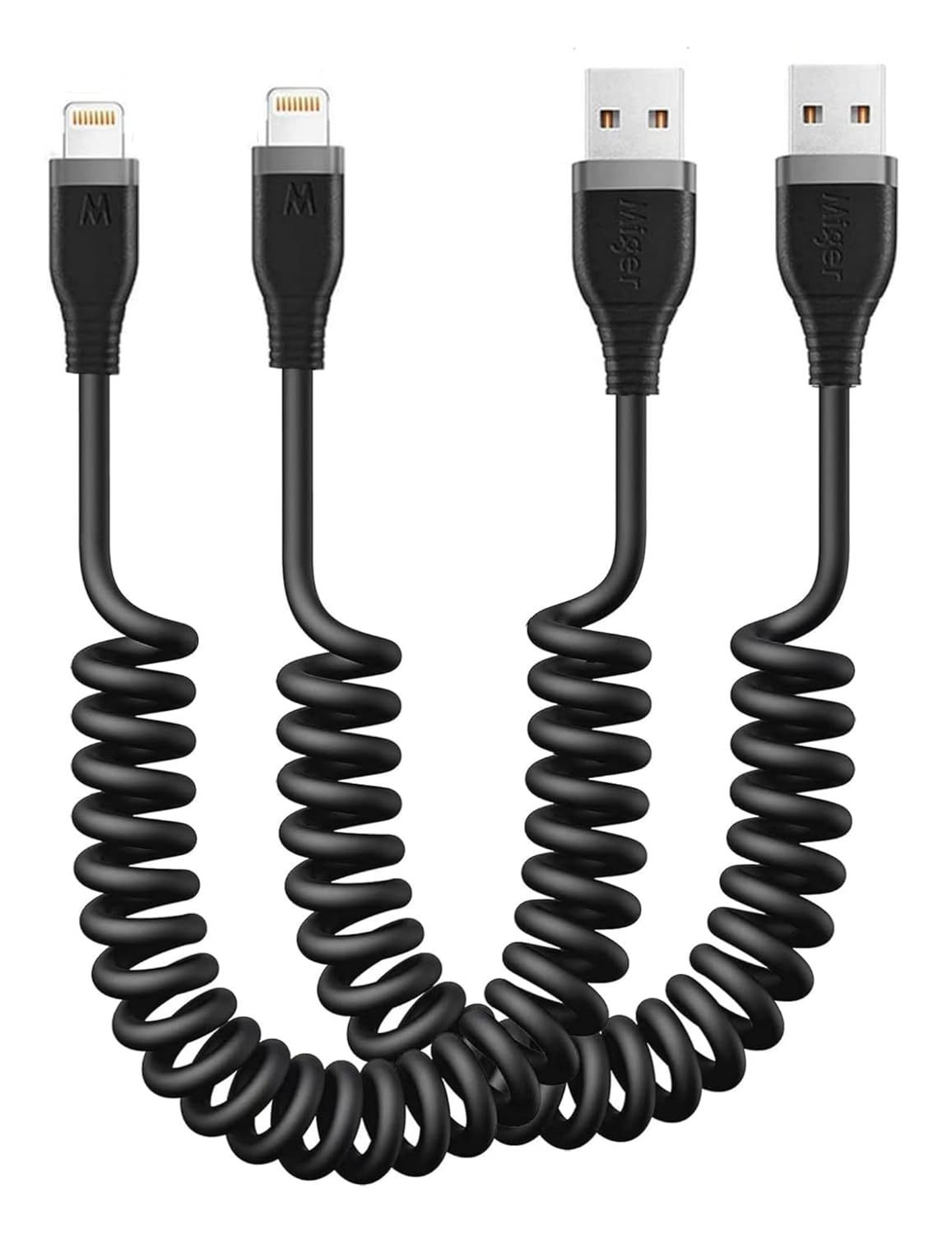 Miger Coiled Lightning Cable Duo: Fast Charging on the Go!