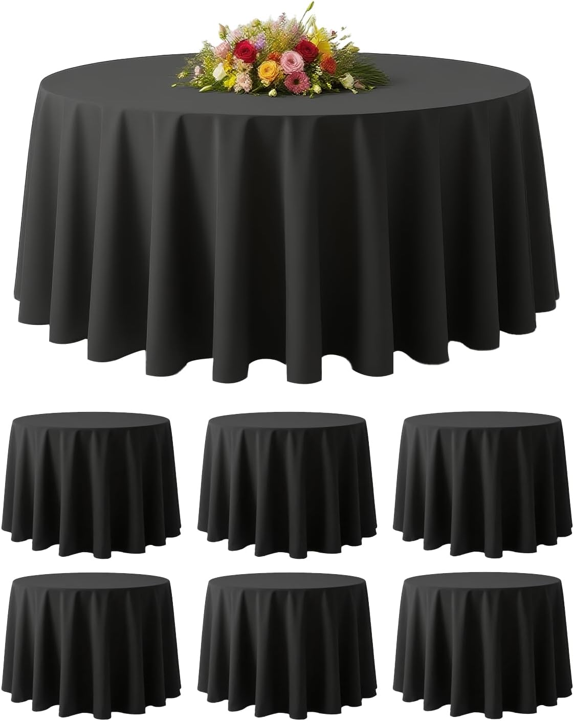 120 Inch Black Round Tablecloths for Events and Dining Tables