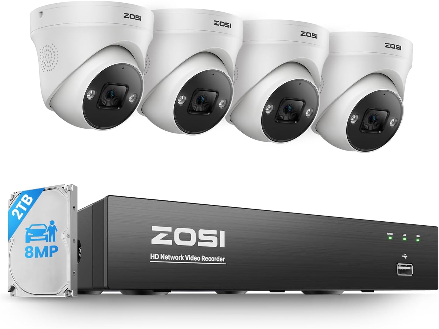 ZOSI 4K POE Security Camera System with Color Night Vision