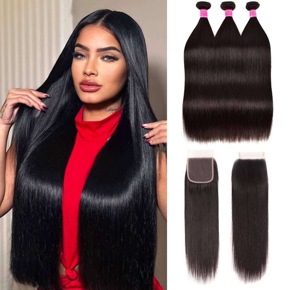 Straight Bundles with Closure Human Hair for Stunning Styles