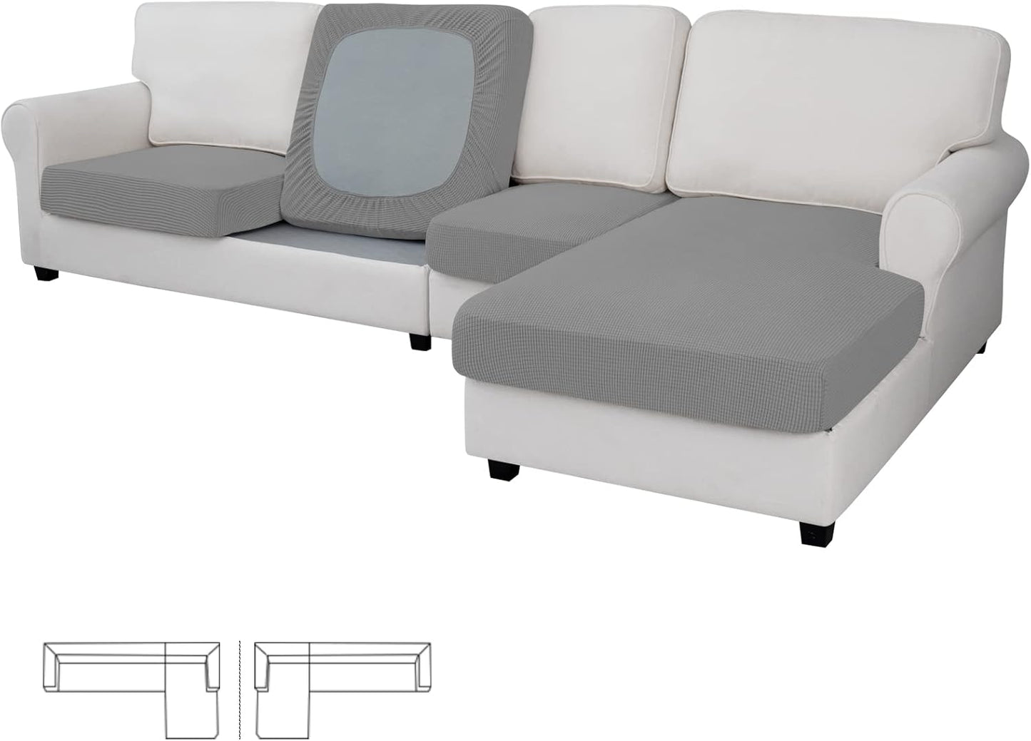 Easy-Going Stretch Couch Cushion Covers for Sectional Sofas