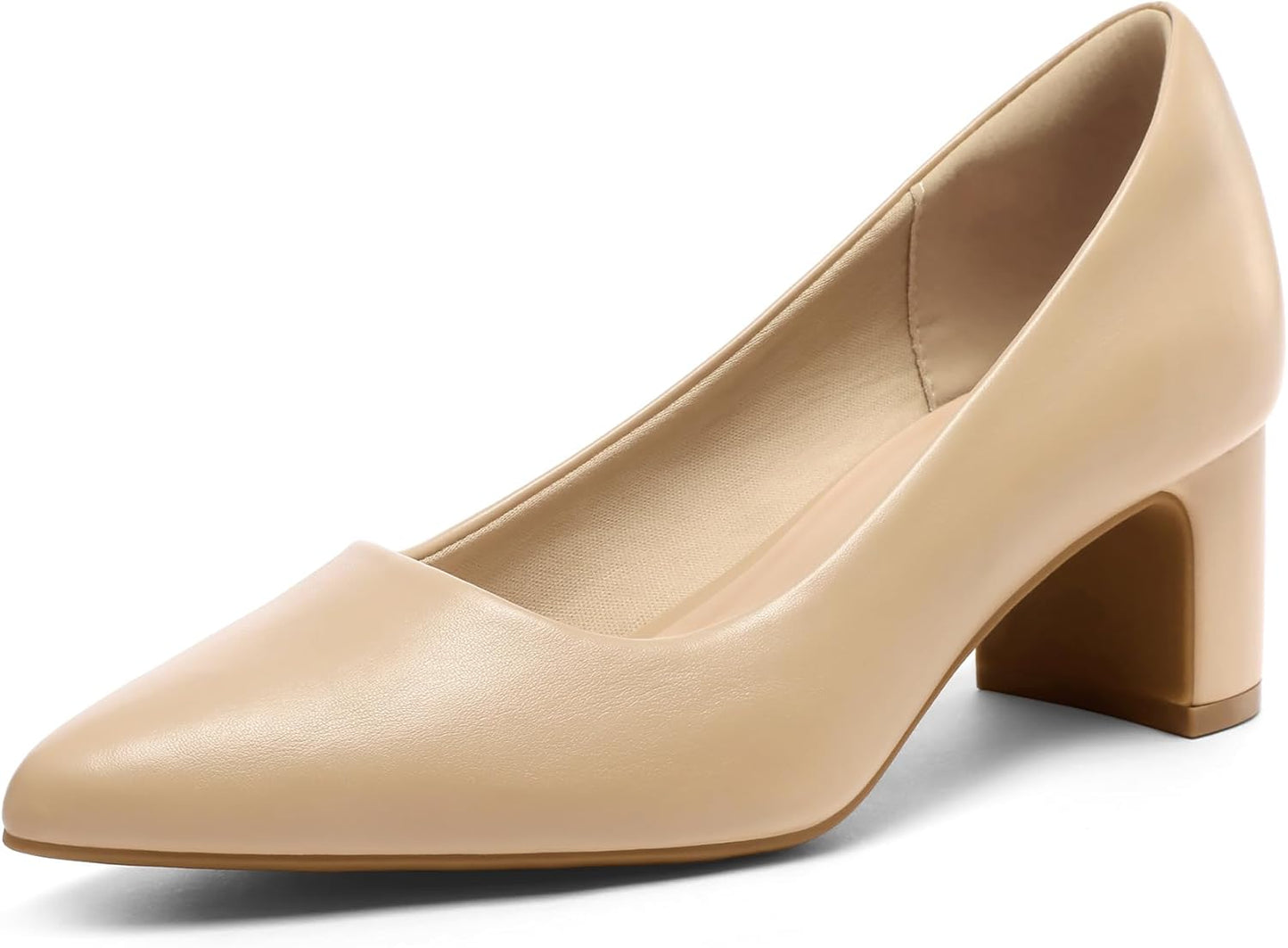 mysoft Women's Pointed Toe Pumps with 2 Inch Chunky Block Heels
