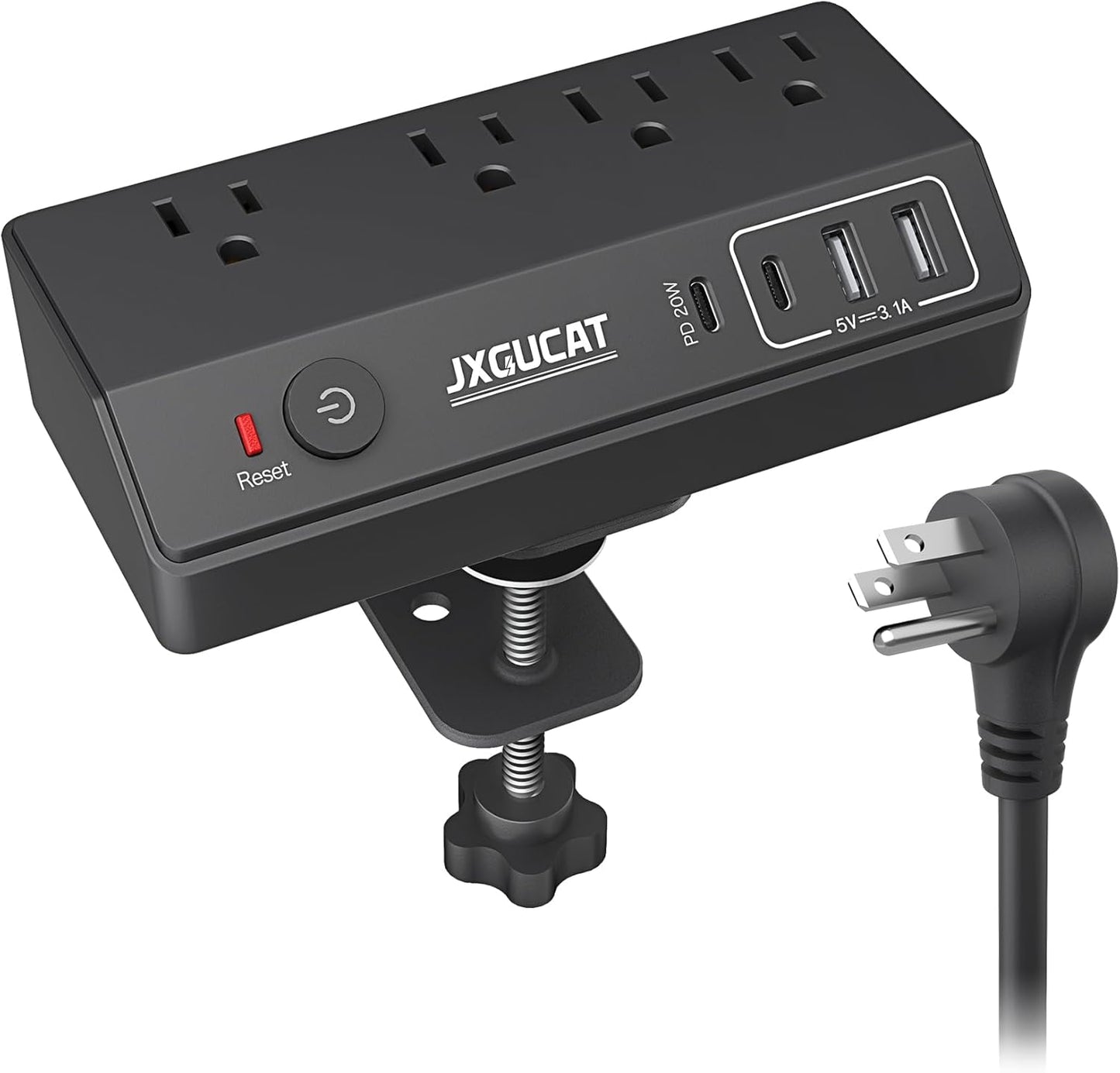 10ft Desk Clamp Power Strip, Fast Charging PD USB C, Surge Protector with 4 Outlets & USB Ports