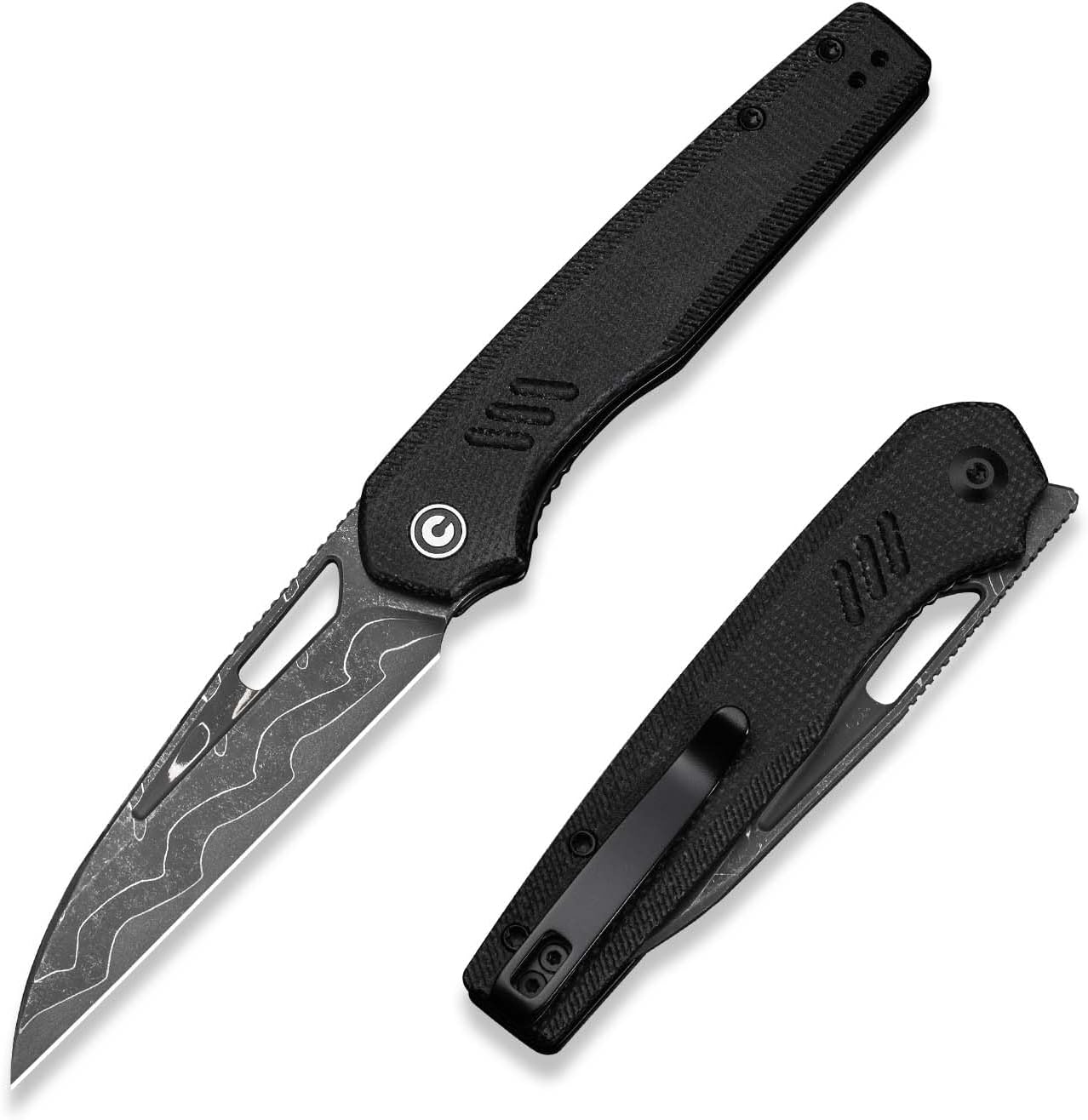CIVIVI Guile Pocket Knife with Damascus Blade and Micarta Handle
