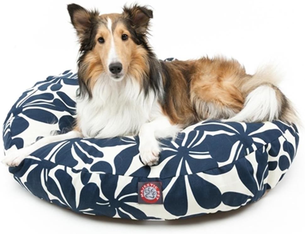 Navy Blue Plantation Medium Round Indoor Outdoor Pet Dog Bed