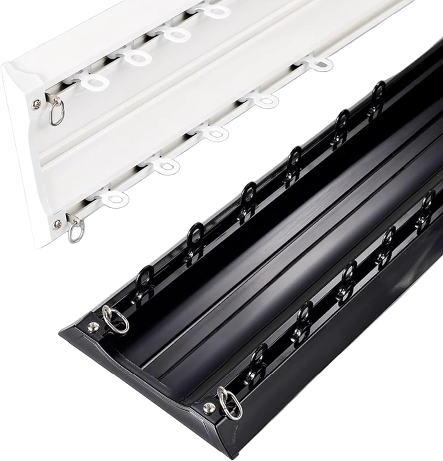 Silent Double Ceiling Curtain Track - Heavy Duty, 6.0FT Black