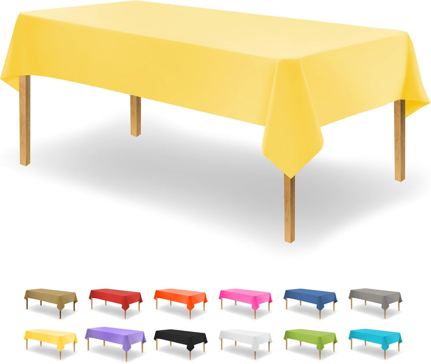 Yellow Disposable Plastic Tablecloth for Rectangle Tables - 48 Pack
