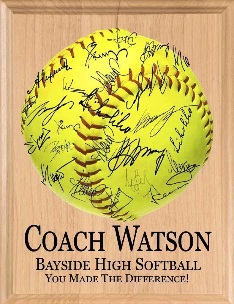 Personalized Softball Coach Gift Plaque Award for Coaches