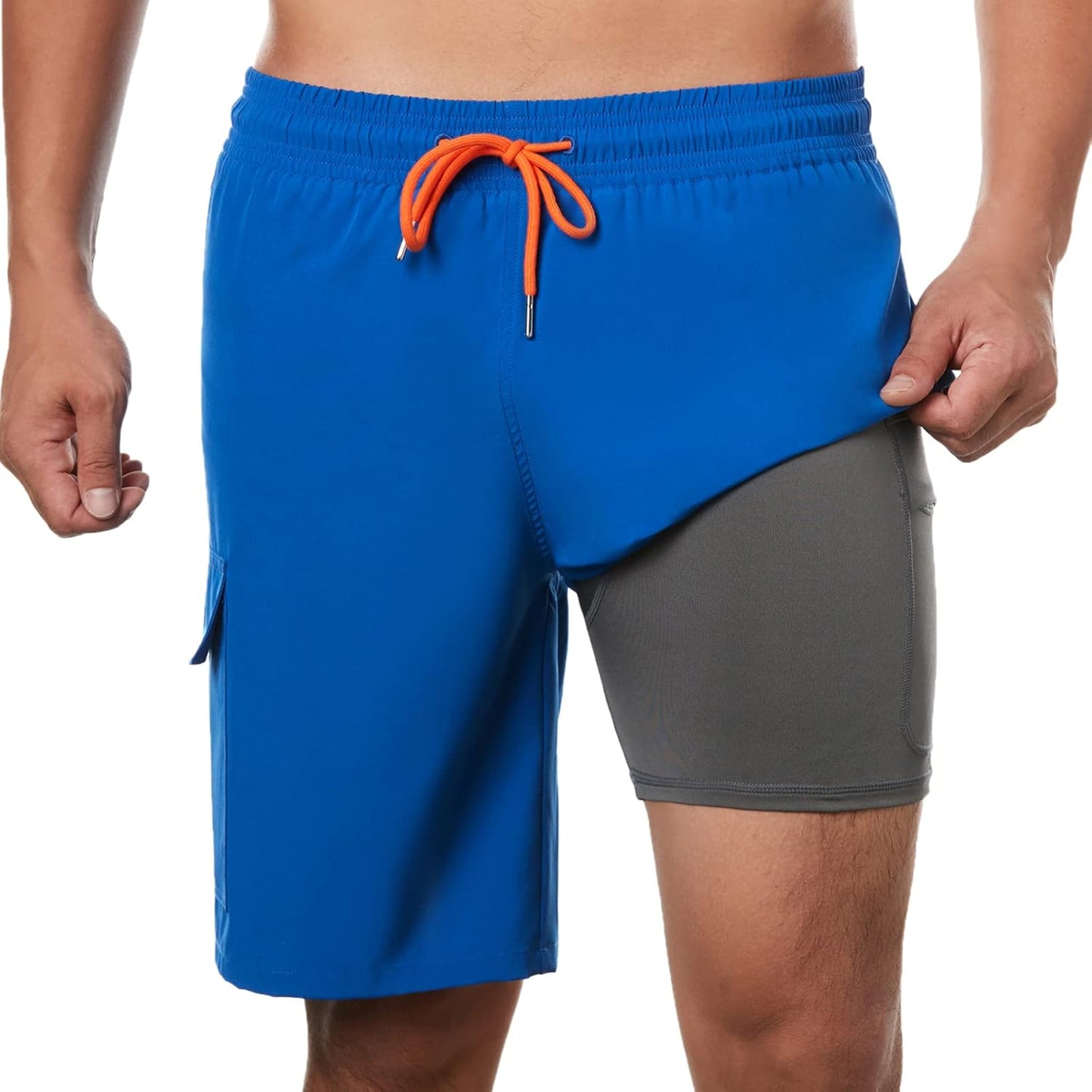 BRISIRA Mens Swim Trunks with Compression Liner for Comfort
