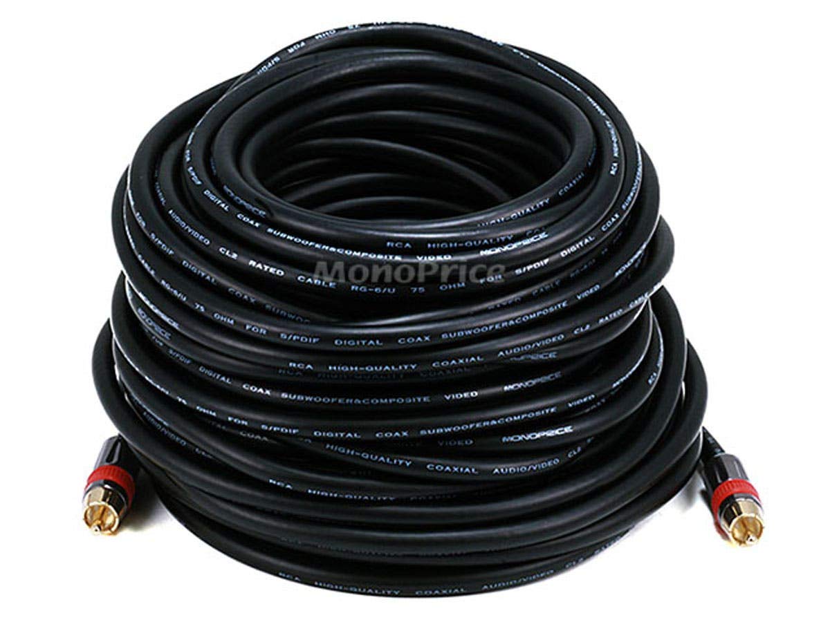 Monoprice 75ft Coaxial Audio/Video RCA Cable for High-Bandwidth