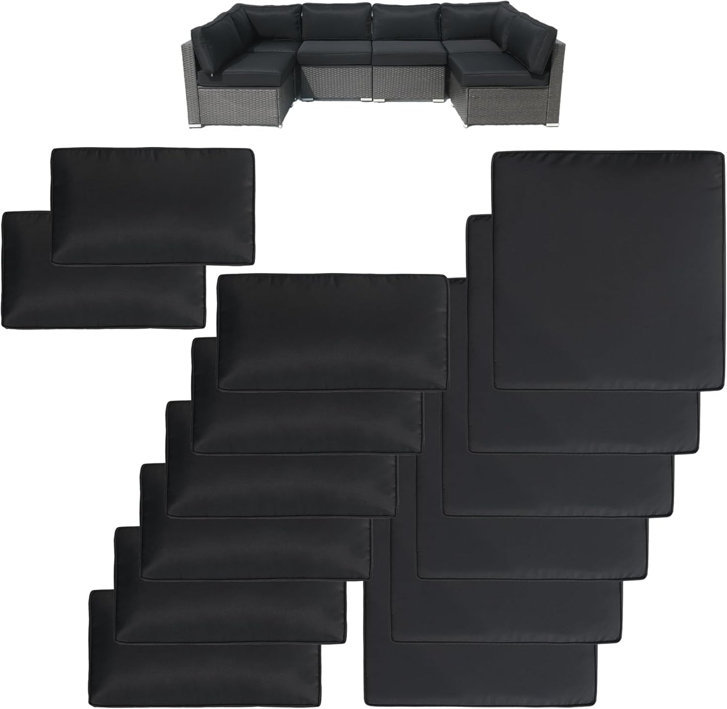 14Pcs Patio Cushion Covers Replacement for Outdoor Furniture