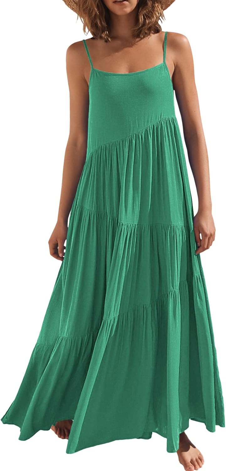 Stylish Women Summer Casual Loose Sleeveless Sundress Maxi Dress