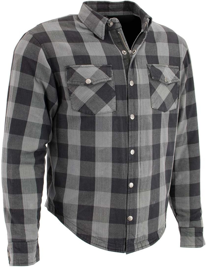 Milwaukee Leather Men's Plaid Flannel Biker Shirt with CE Armor