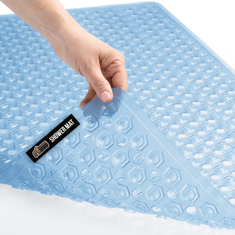GORILLA GRIP Bath Tub Shower Mat with Suction Cups and Drain Holes