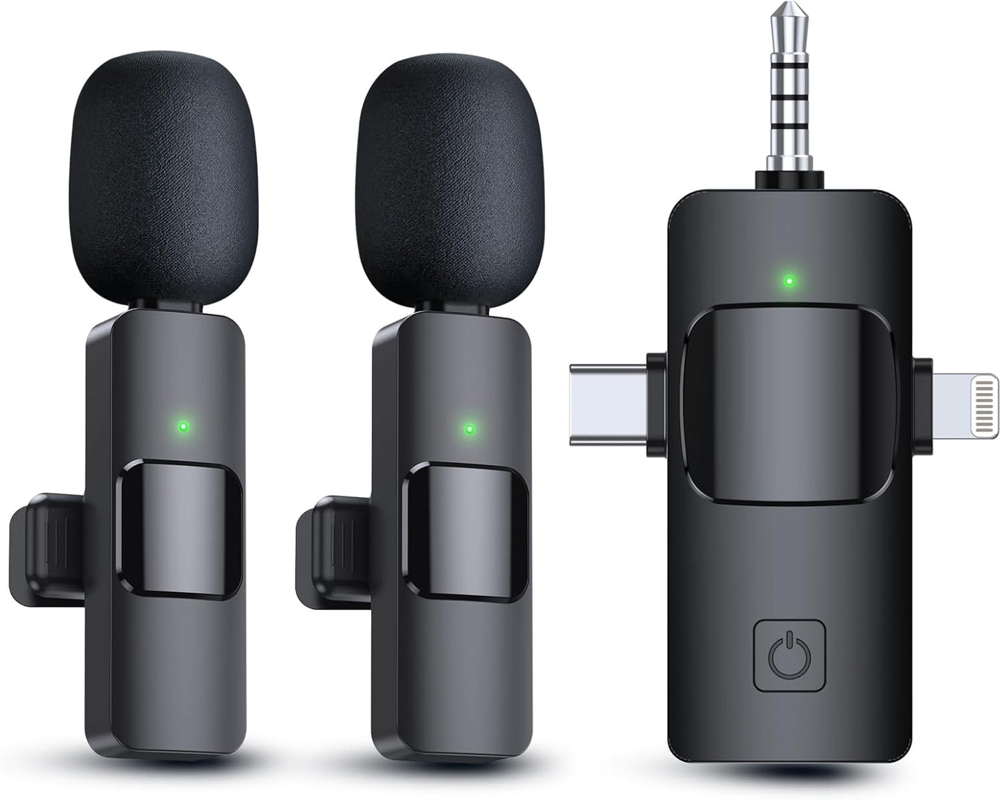 PQRQP 3-in-1 Wireless Lavalier Mic - Noise Reduction, 7-Hour Battery