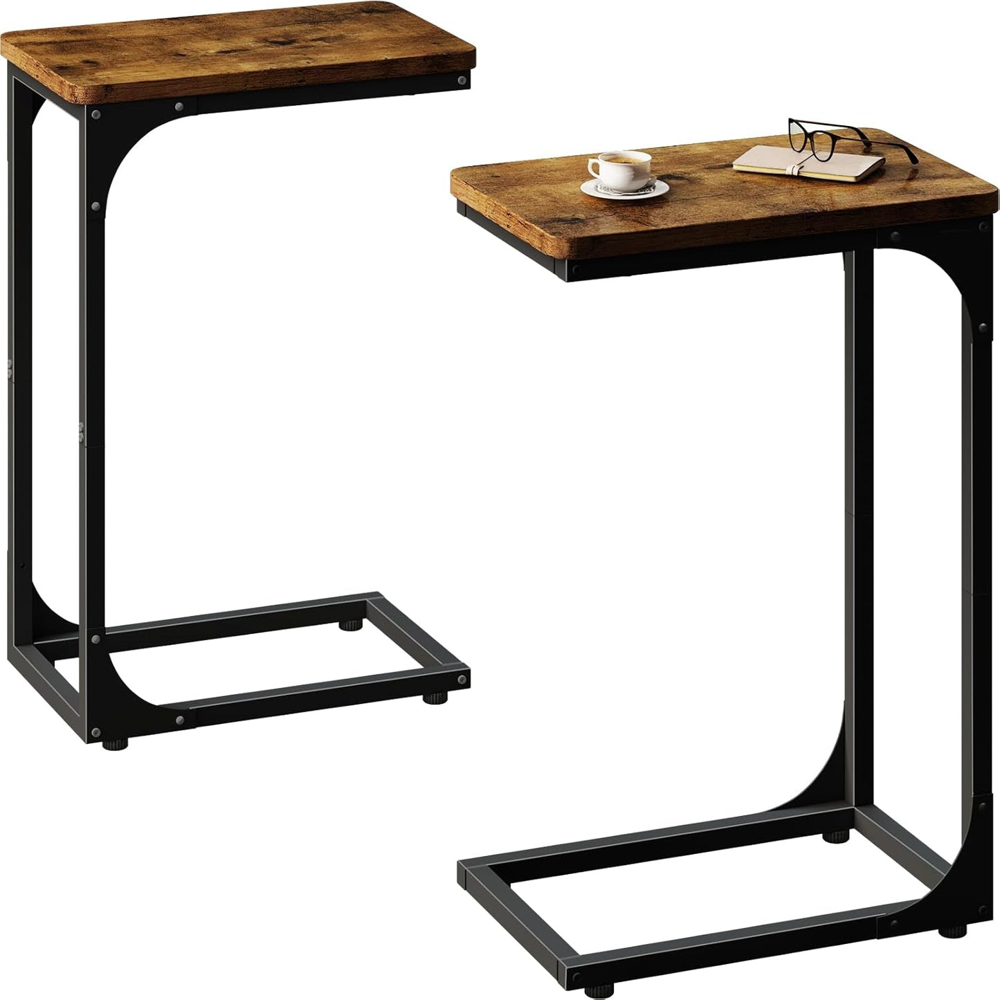 Narrow C Shaped Side Table Set of 2 for Living Room Use