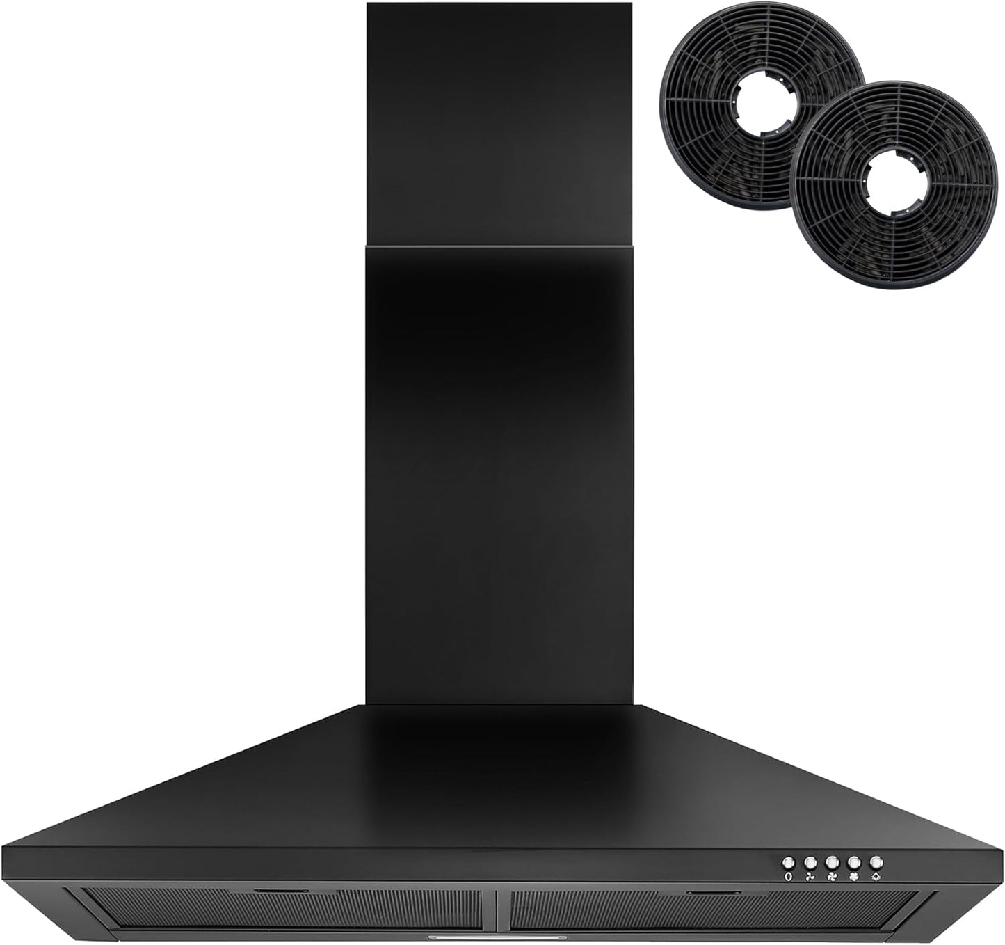 30 Inch Black Range Hood with Charcoal Filters for Kitchen