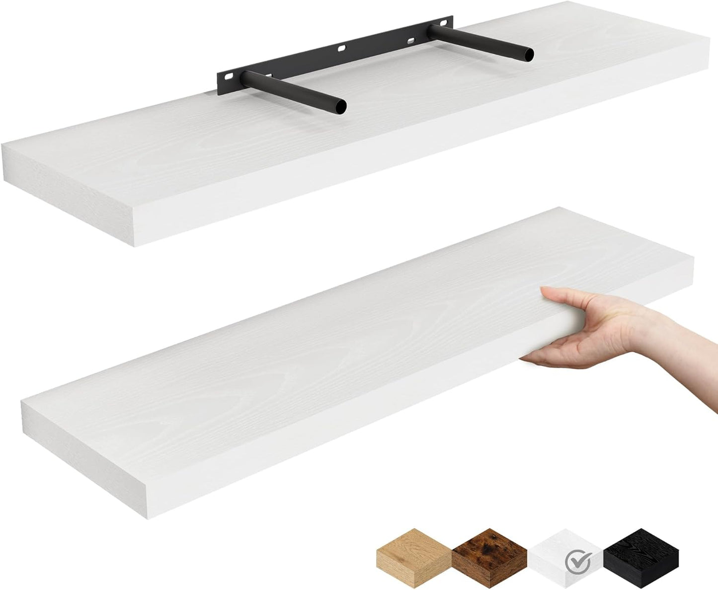 Fun Memories Floating Shelves for Wall - Rustic Wood Design