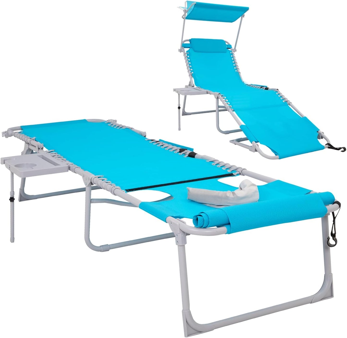 WEJOY 4 in 1 Tanning Chair with Face Hole & Canopy for Comfort