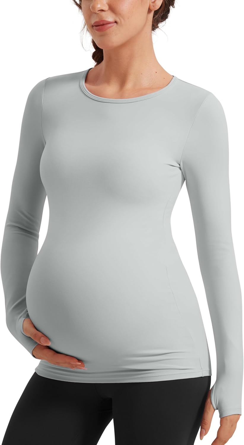 CRZ YOGA Butterluxe Maternity Crewneck Long Sleeve Shirts