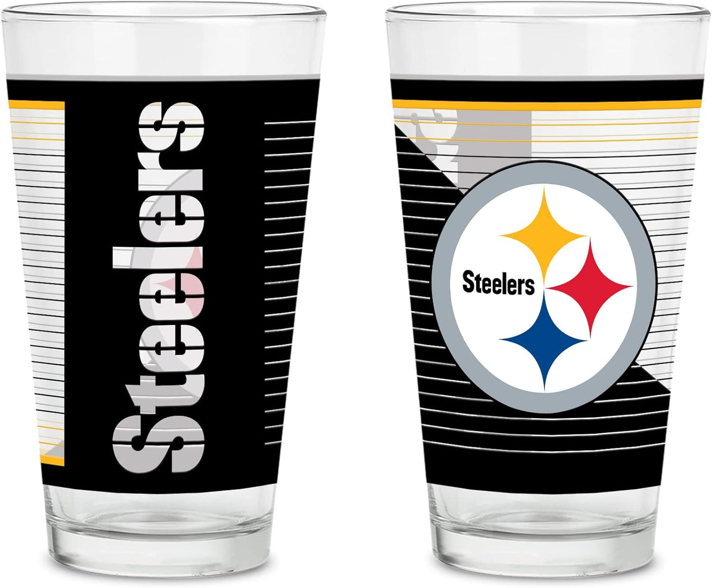 NFL Football Pint Glasses Set of 2 with Digitally Printed Logo
