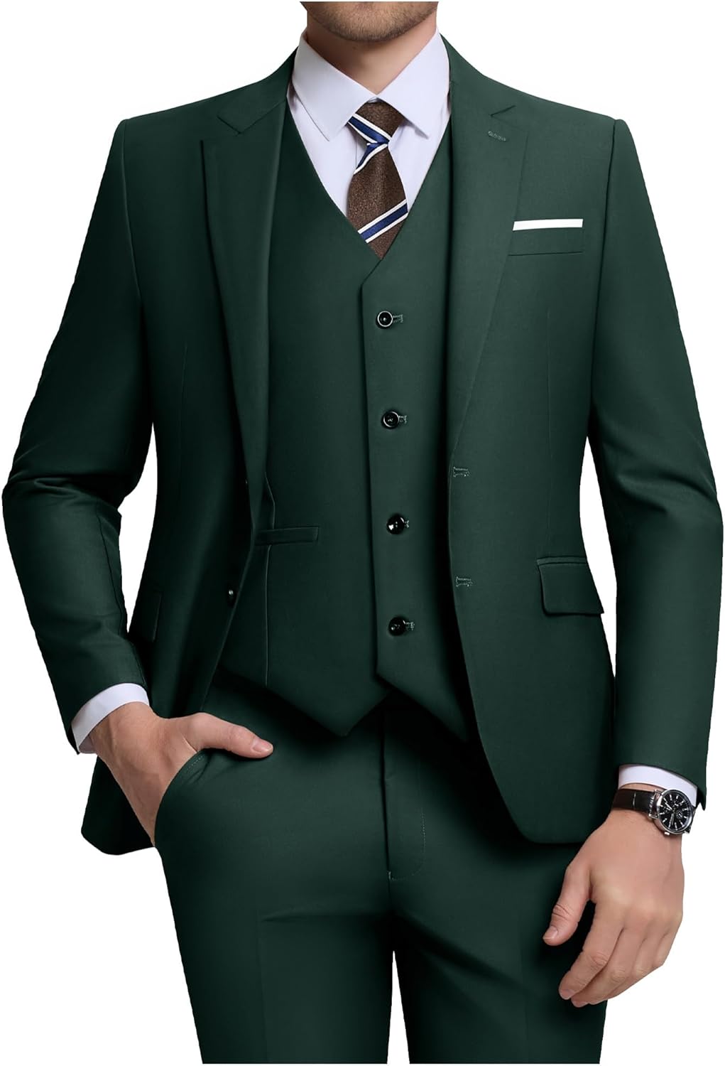 Men's 3 Piece Slim Fit Suit Set for Weddings and Business Events