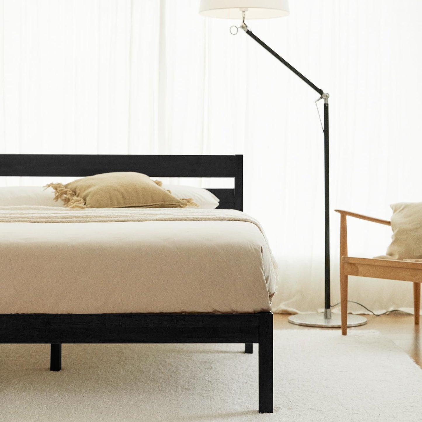 LIFEMENT Classic Wood Platform Bed Frame with Headboard for Comfort