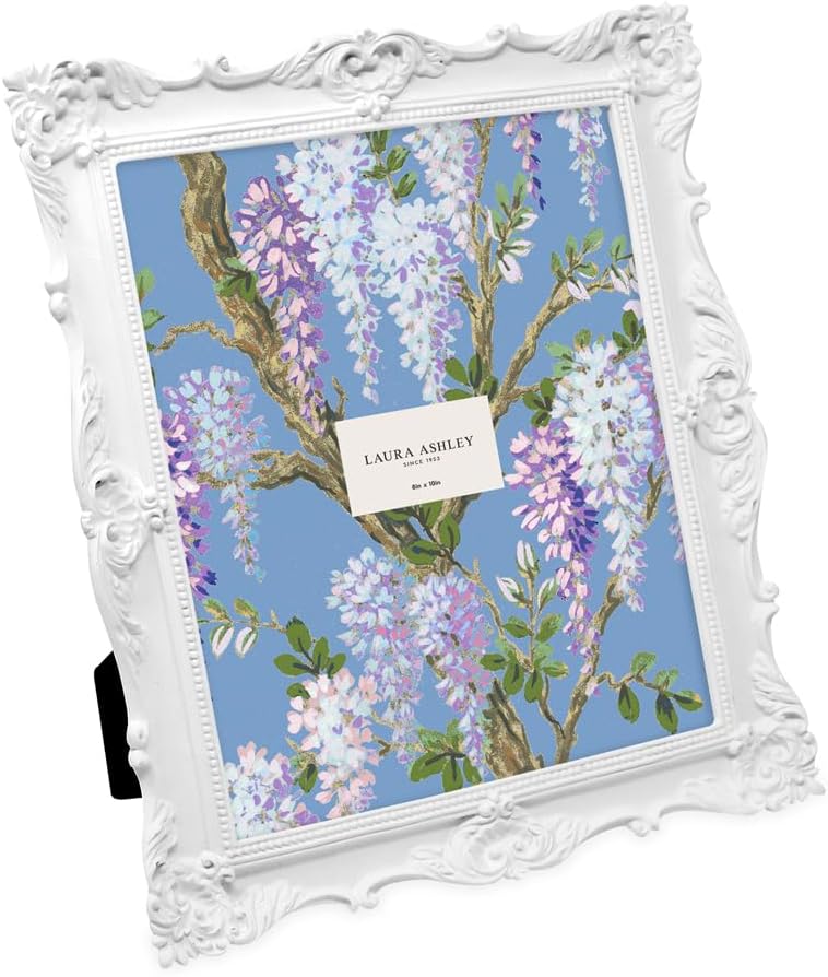 Laura Ashley 8x10 White Ornate Textured Hand-Crafted Frame