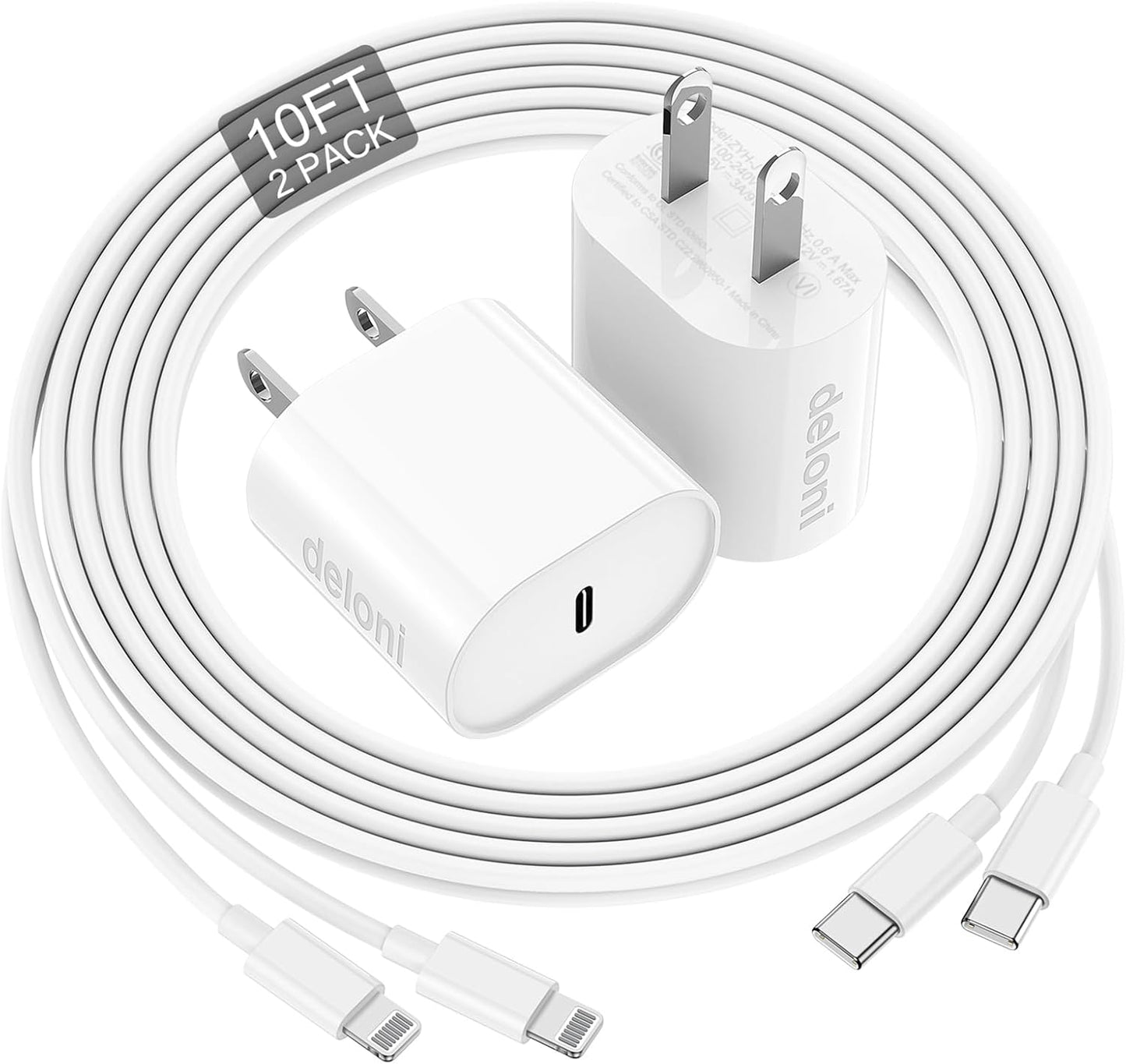 Fast Charge iPhone & iPad with 10 FT Cable Set