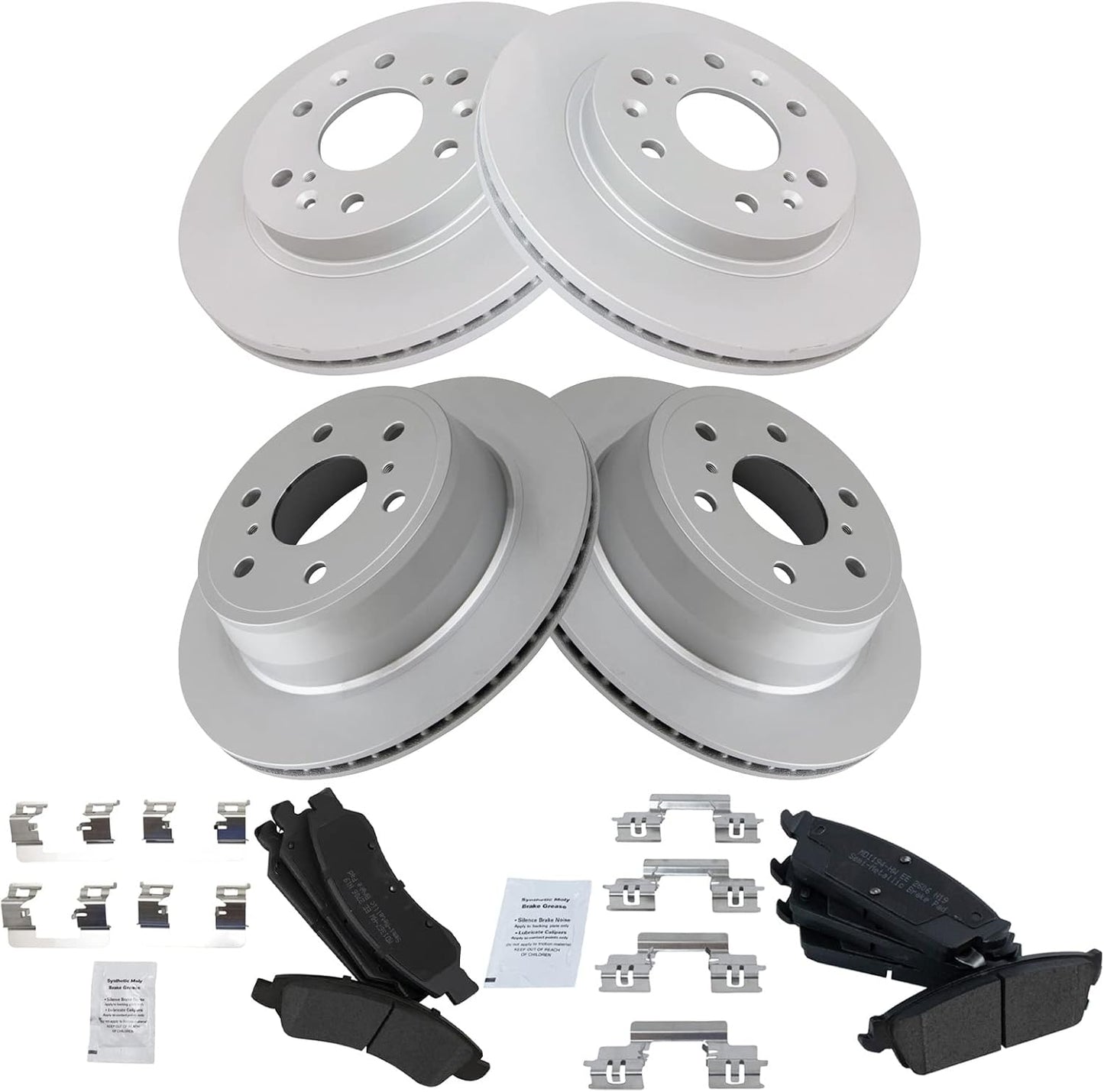 TRQ Front Rear Premium Semi-Metallic Brake Pad Rotor Kit