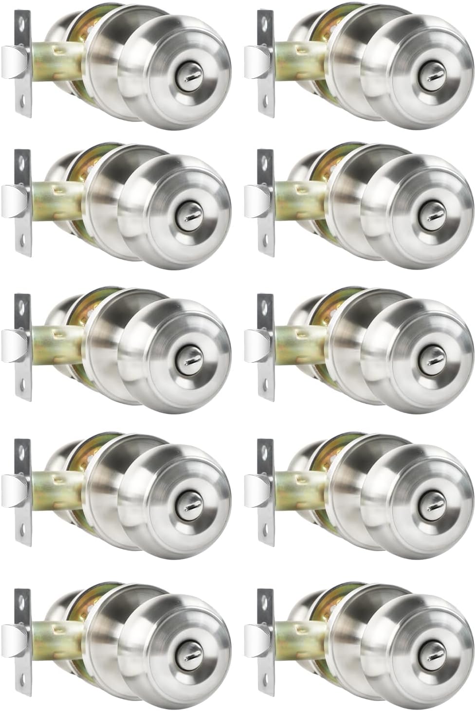 Privacy Door Knobs 10 Pack Satin Nickel Keyless Locksets