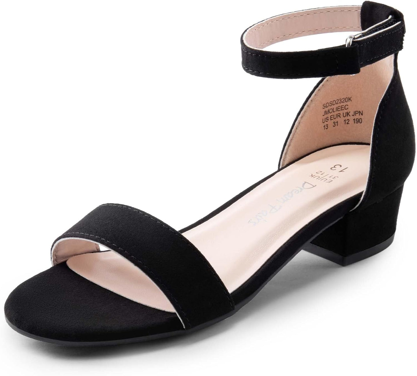 DREAM PAIRS Girls Sandals Low Heel Dress Pump Ankle Strap