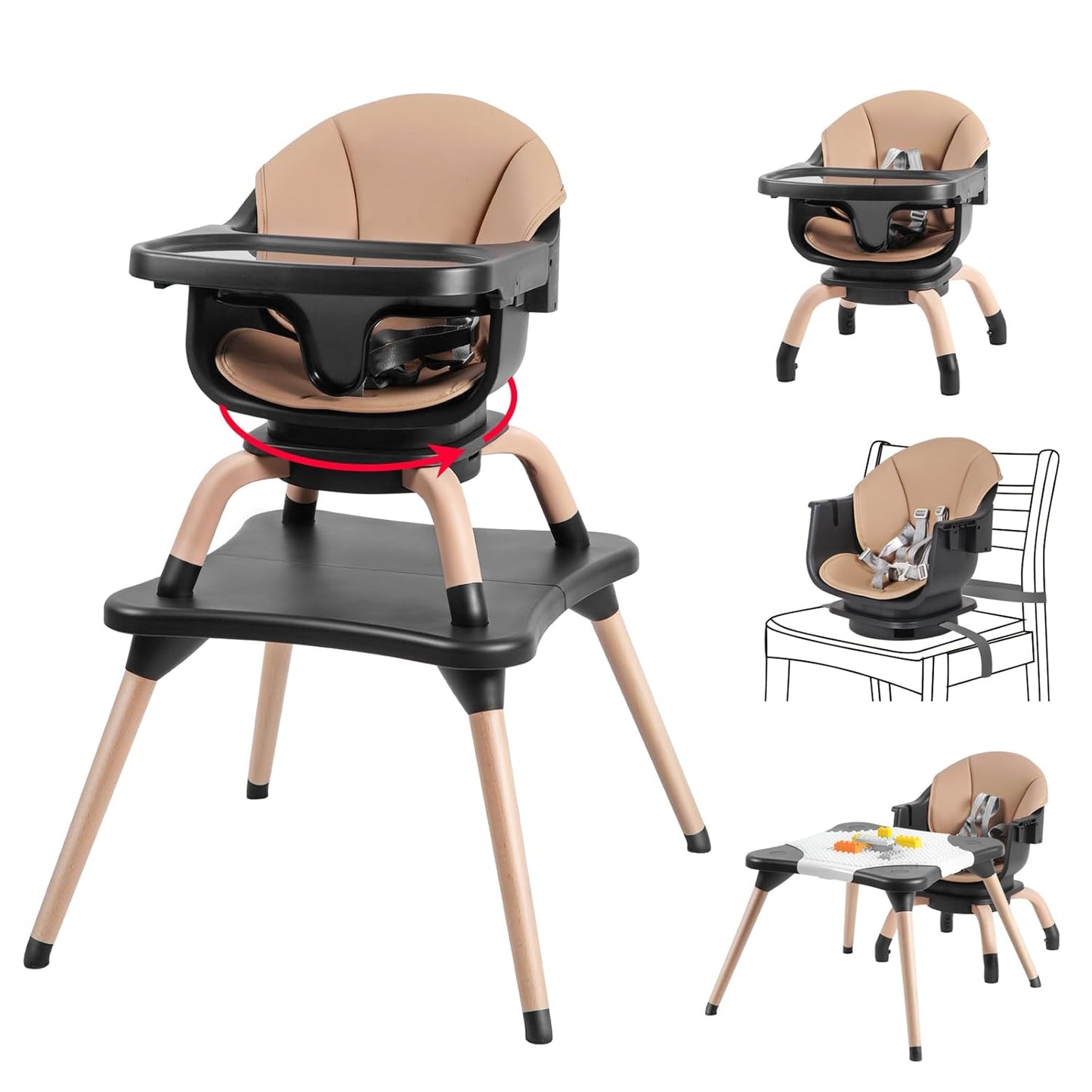 7 in 1 Convertible Baby High Chair with 360 Rotating Seat