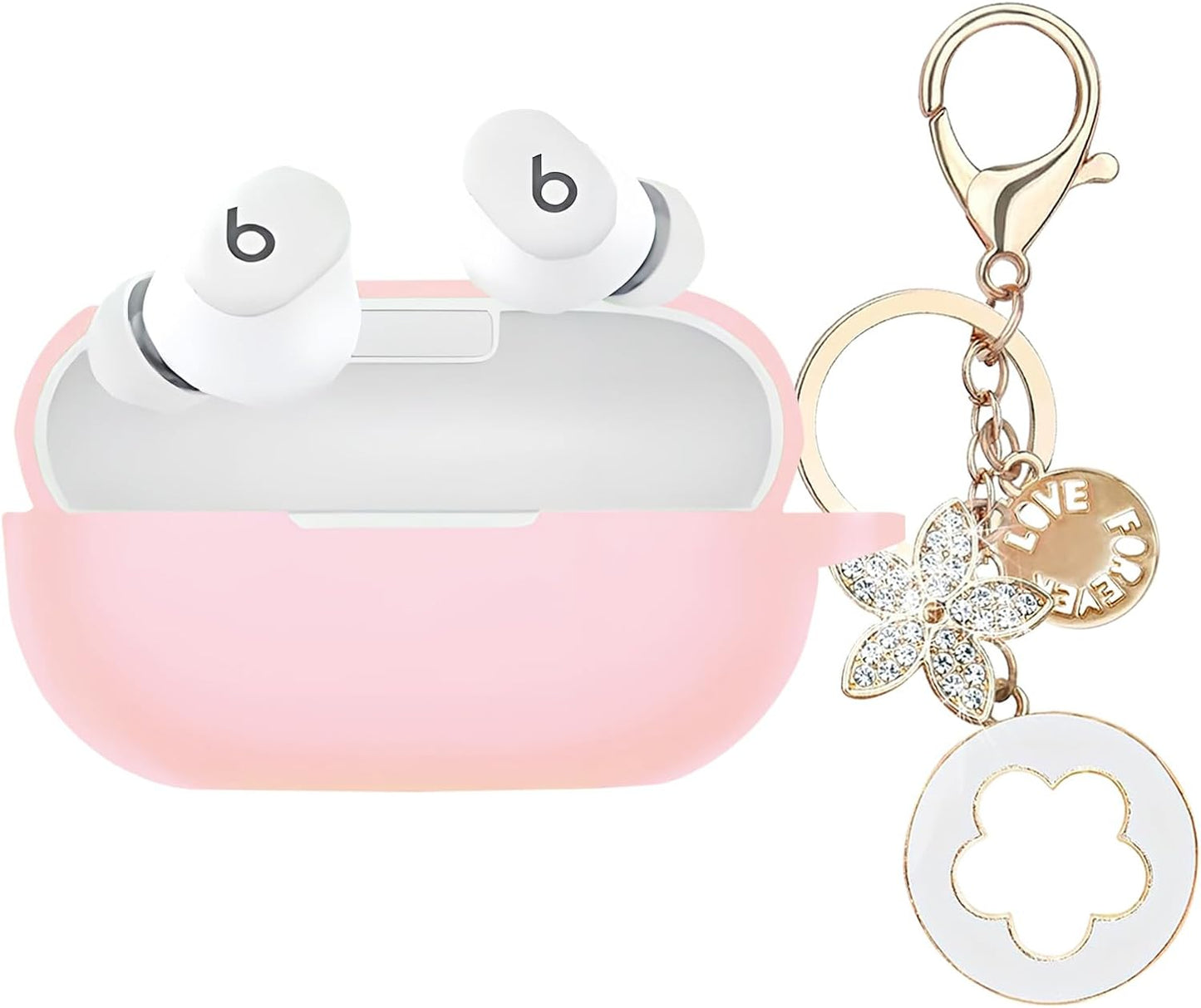 Shimmering Pink Beats Solo Buds Case + Keychain