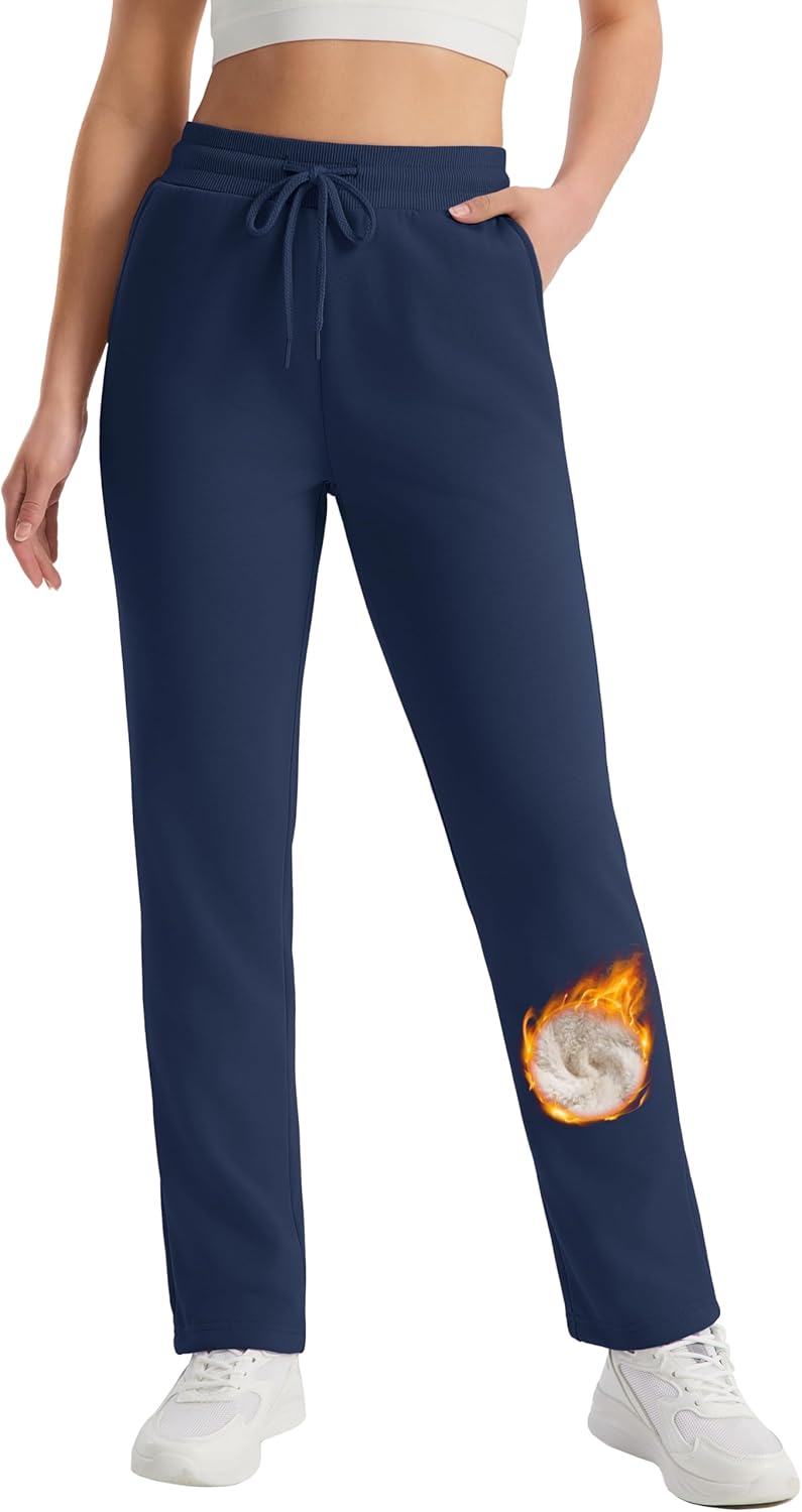 MAGCOMSEN Women's Sherpa Lined Sweatpants for Winter Warmth