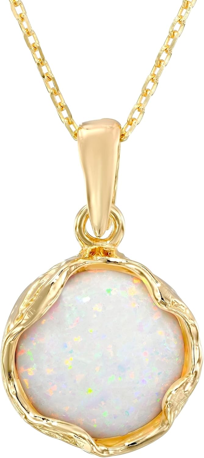 14K Gold Plated White Opal Necklace for Classy Women